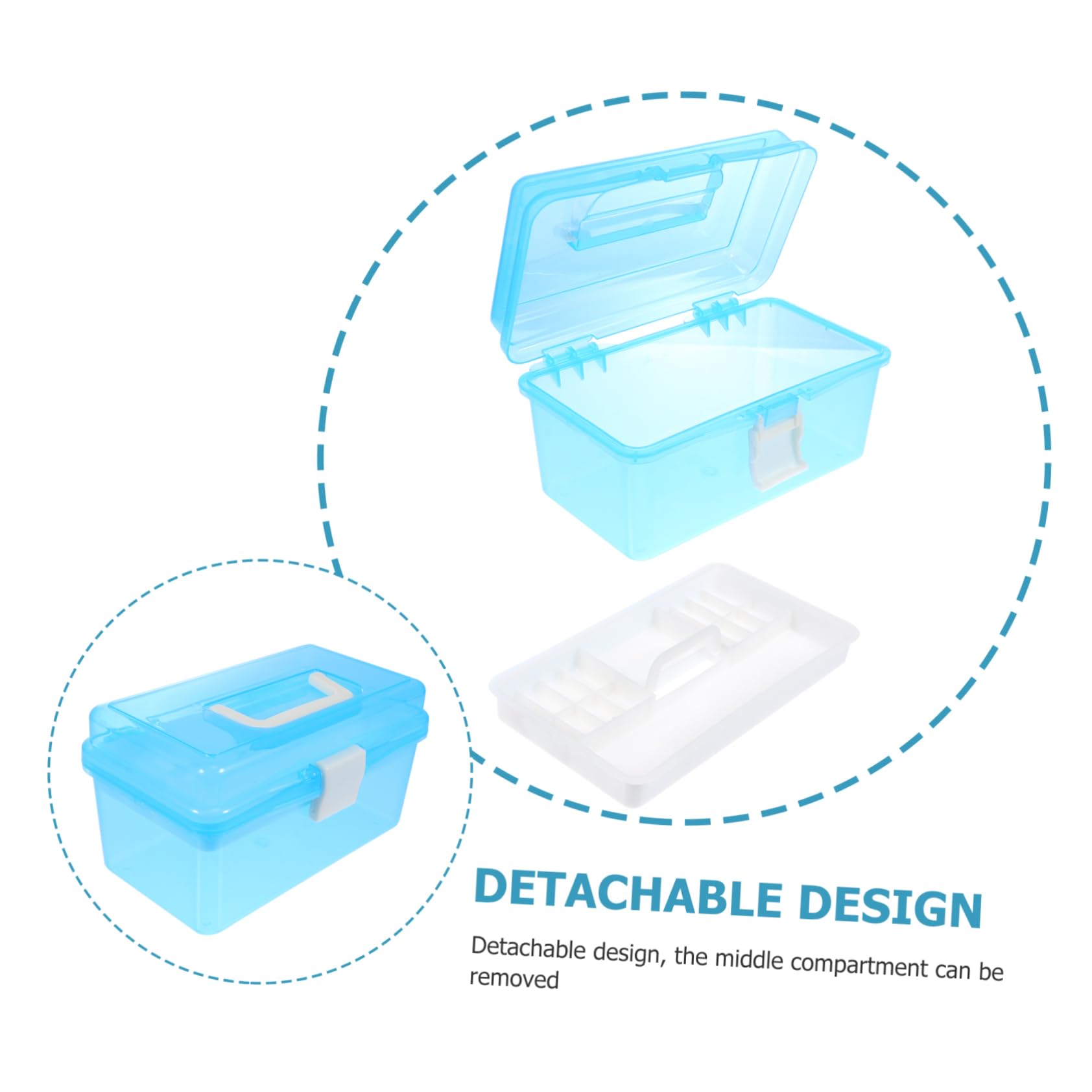 Boîte de Rangement Transparente en Plastique, Lot de 2, Bleu