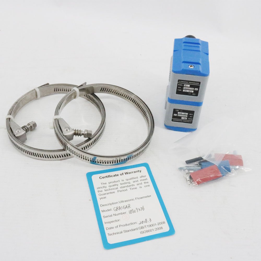 Graigar Ultrasonic Flowmeter Warranty Certificate and accessories