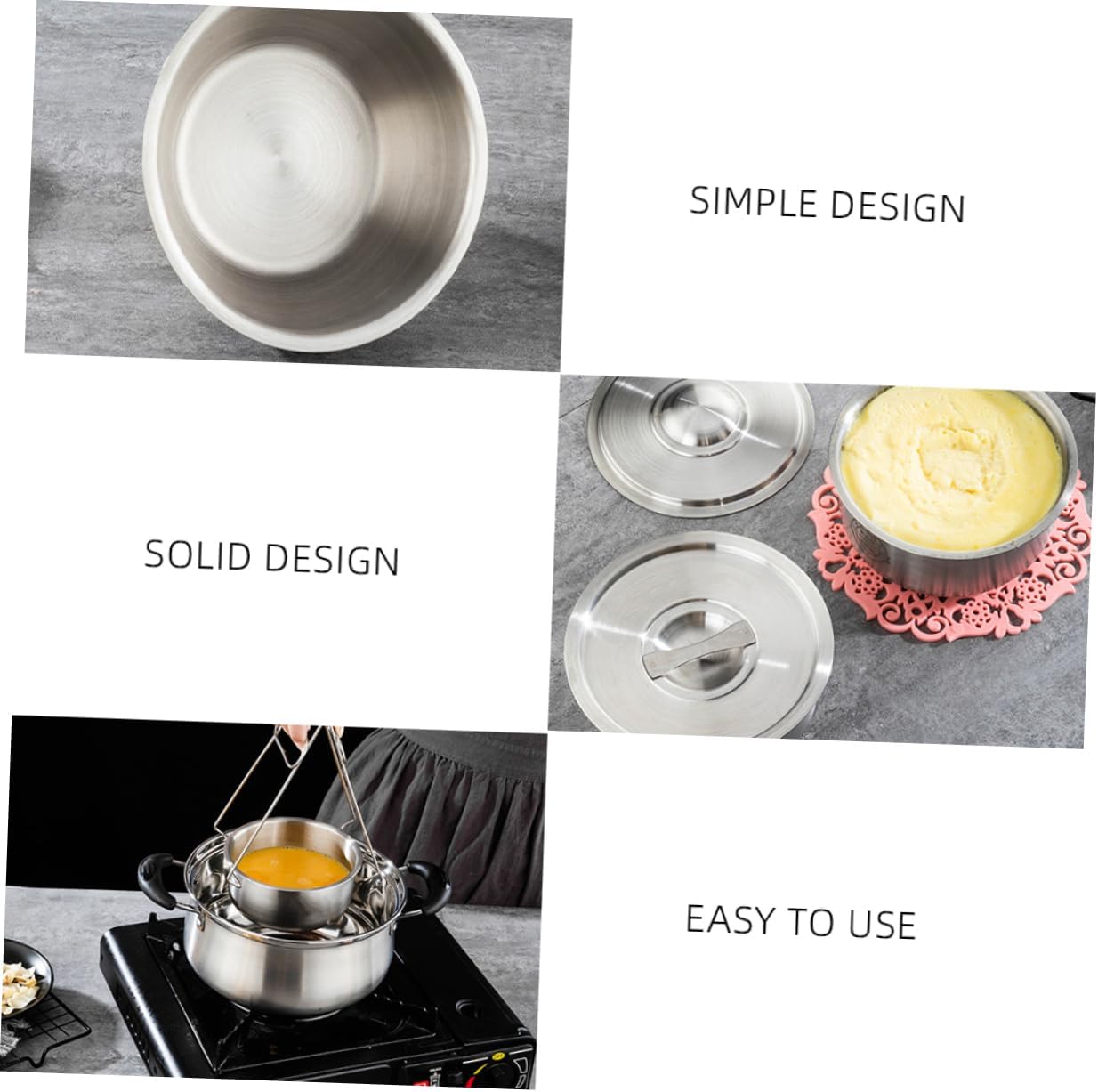 LIFKOME Oven Safe Stainless Steel Bowl with Lid Thermal Serving Bowl for Soup Rice