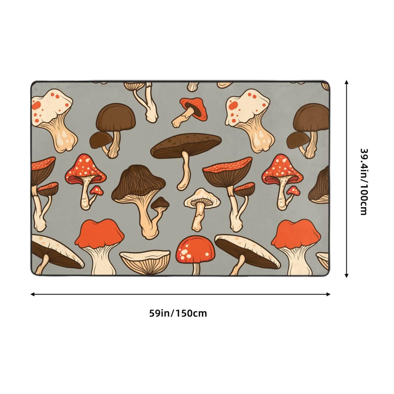 Amazon | きのこ キノコ しいたけ (4) カーペット 長方形 ラグマット