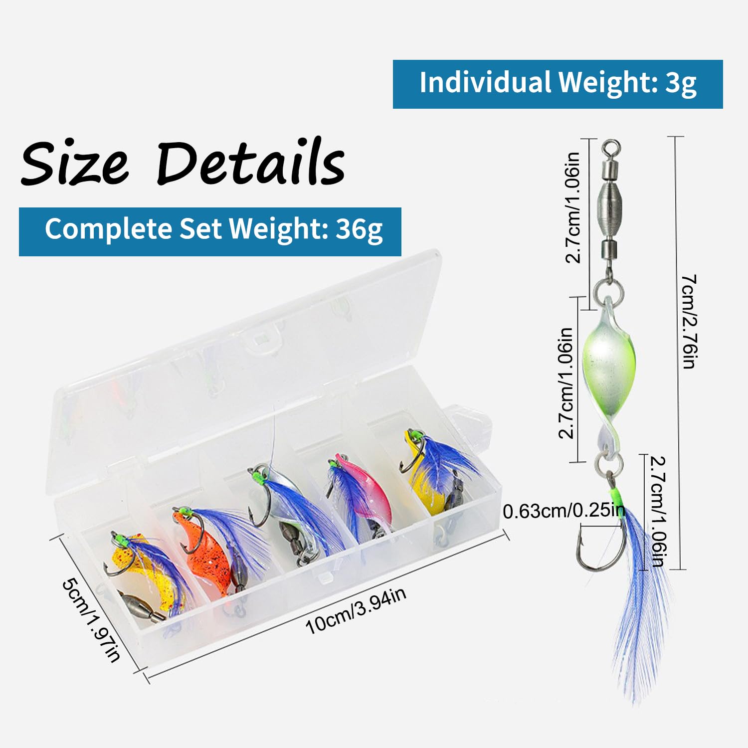 Lot de 10 Ensemble de Cuillères àTruite Spoons, Leurres de Pêche Kit Spinnerbaits 3g, Cuillere Peche Truite, Appât à Truite, Kit d'Appâts de Pêche Portable avec Boîte