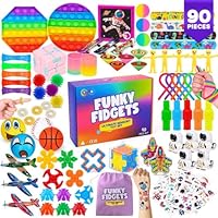 VB Fidget Toys Pack – 90-Pcs Kids Sensory Toys with Popper, Cube, Tubes, Stress Balls – Party Favours, Classroom Prizes – Anxiety, Stress Relief