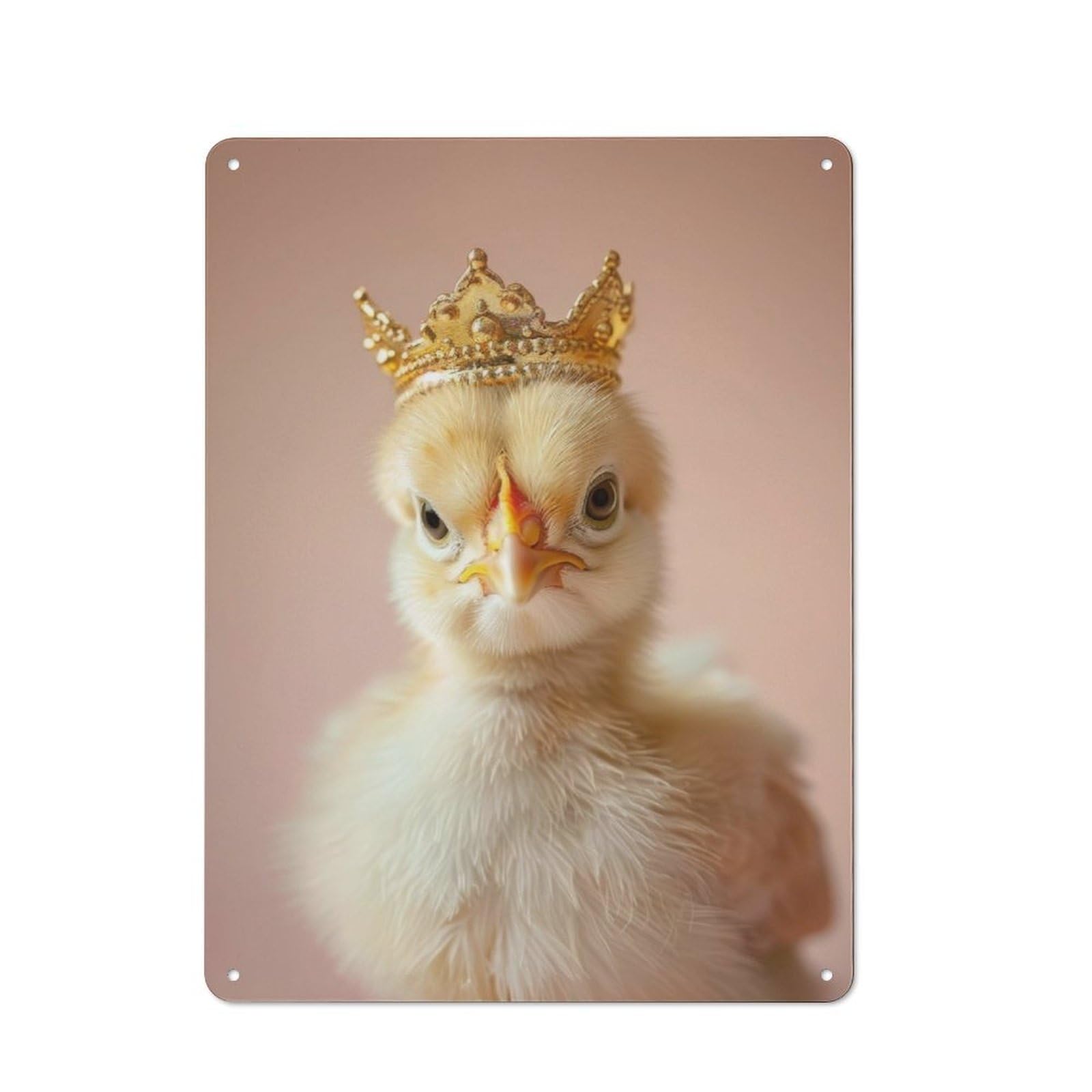 Junmoney Little Chicken King Vintage Metal Wall Decor 40X30cm, Garage Metal Sign For Workshop, Basement, Shed Or Games Room
