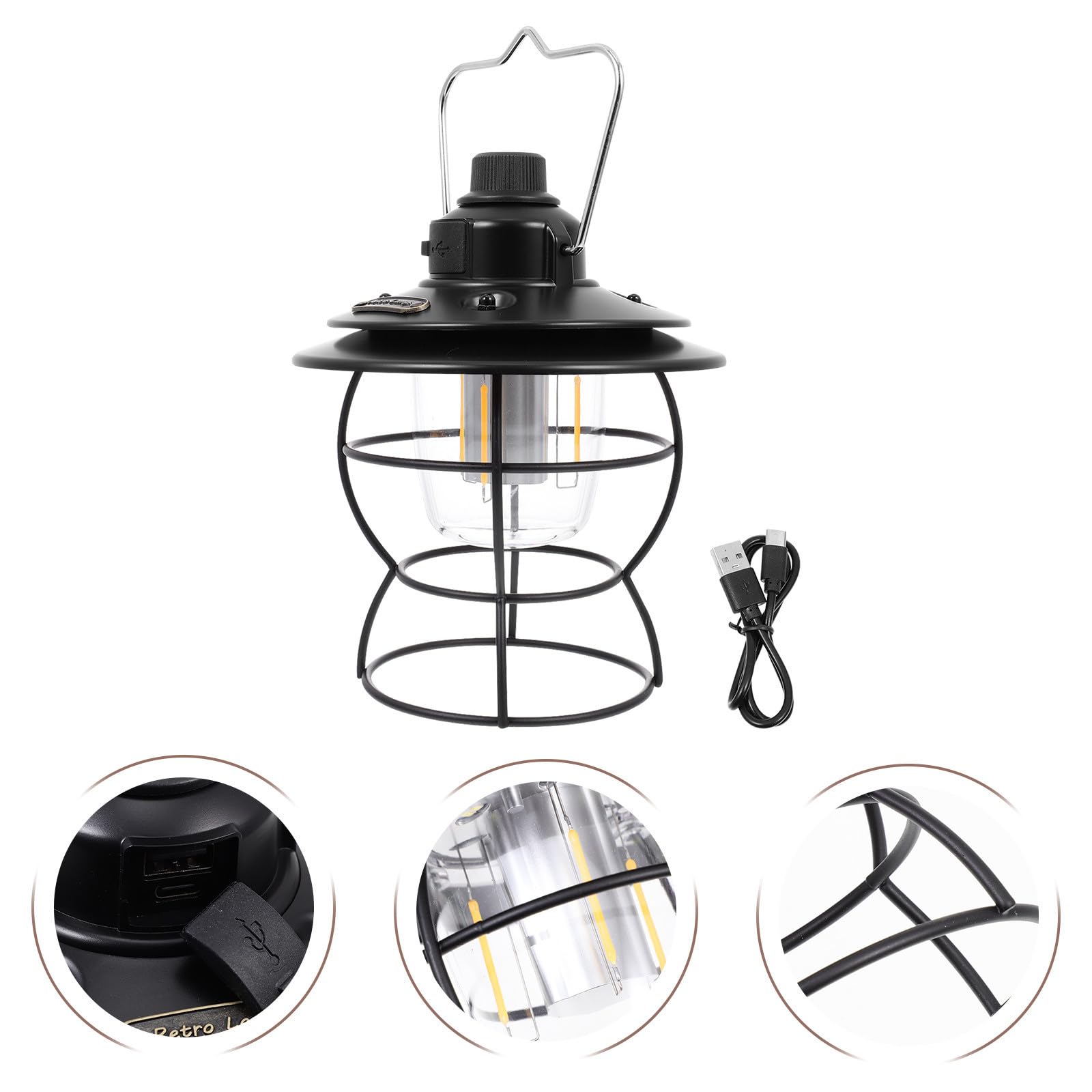 Lampada da Campeggio Multifunzione Portatile LED per Emergenze | Uso Esterno e Viaggi, Struttura in Lega Nera, Luce Sufficiente, Basso Consumo, Facile da Usare