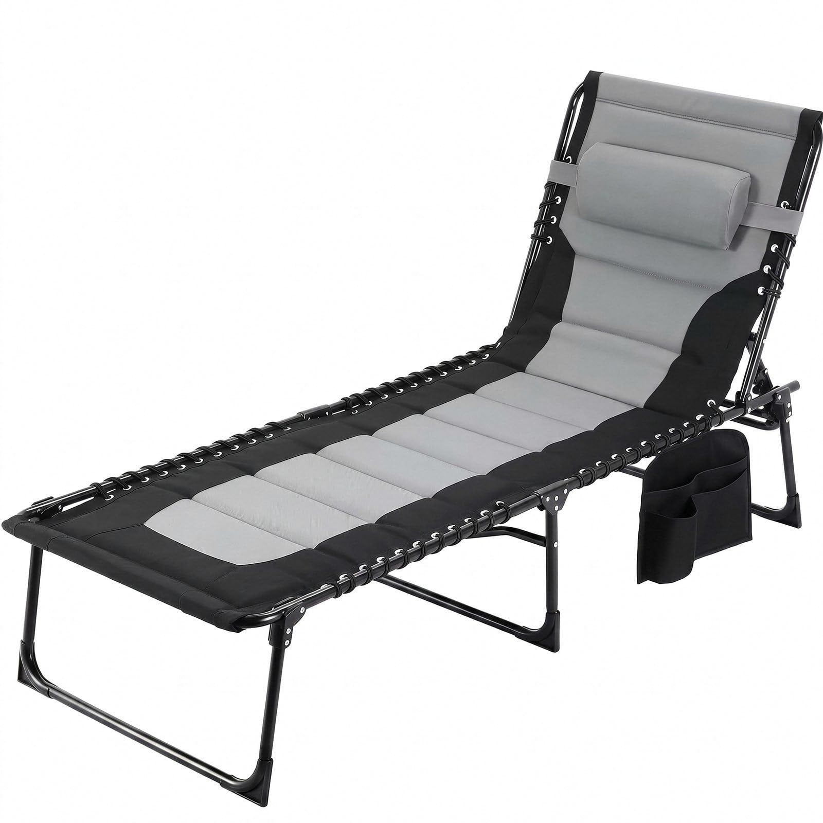 Clevich XXL klappbarer Sonnenliegestuhl 199×66cm, 5-stufig verstellbar, Garten Camping Liege mit Kissen Tasche bis 150kg