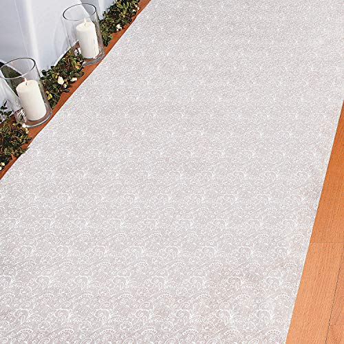Fun Express Lace Print Wedding Aisle Runner - Party Decor - 1 Piece