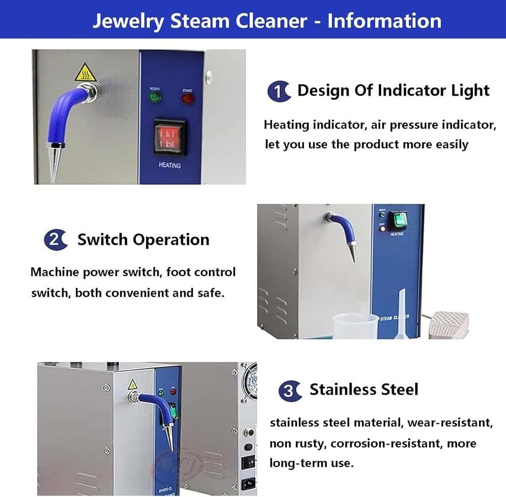 2L,2L/4L Stainless Steel Jewelry Steam Cleaner, Gemstone Cleaner, Ring, Necklace, Watch, and Coin Polisher