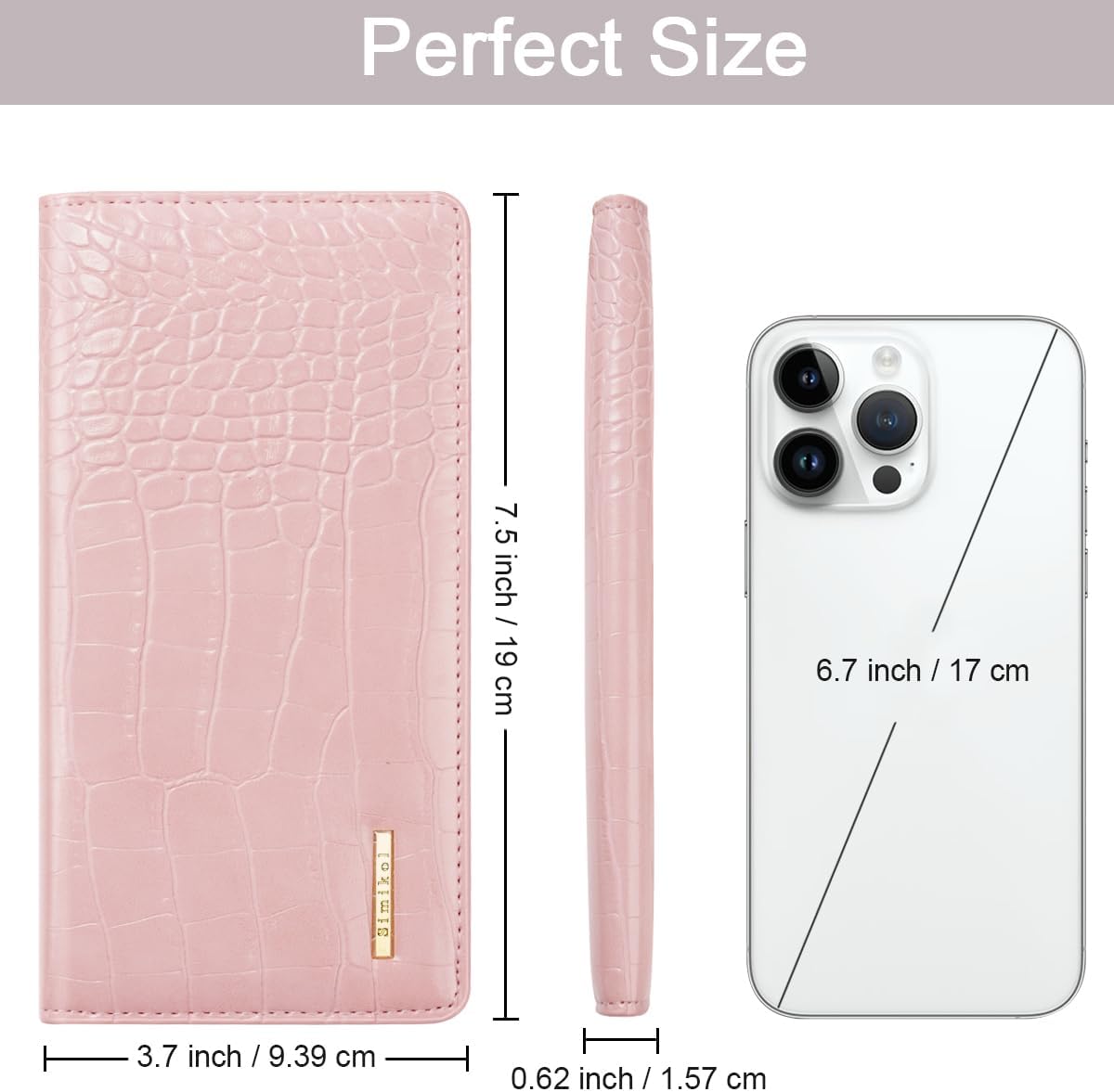 Wallet Women Bifold Faux Crocodile Leather Minimalist Slim Thin Long Wallets RFID Blocking Credit Cards Holder Purse with Back Zipper Coin Pocket for Women and Men,Pink - Image 5