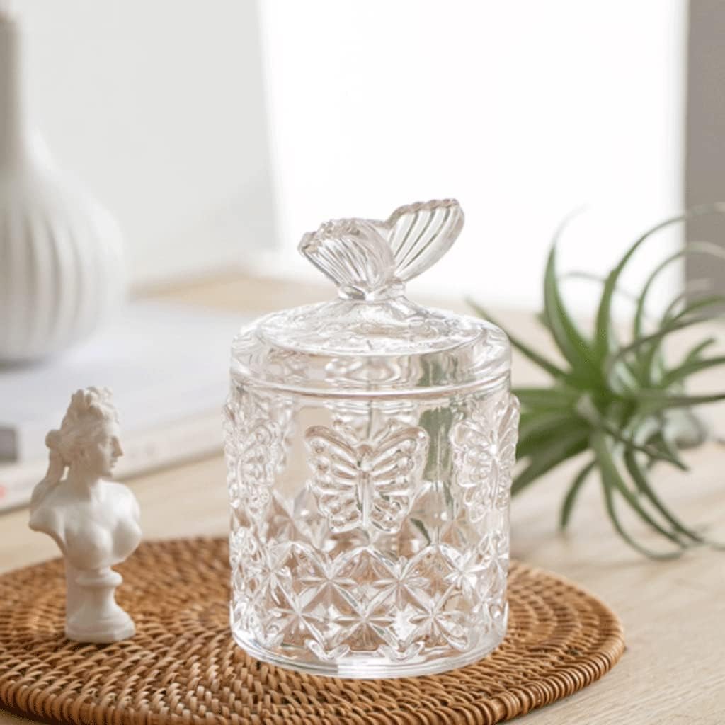 Ceramic Toothpicks Container ，Plastic Toothpick Case，Fashion Modern Toothpick Holder Glass Transparent Desktop Toothpick Holder Dispenser Pocket Cover Cotton Swab Toothpick Container Chic(Butterfly St