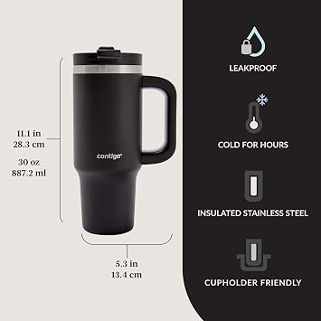 Contigo Streeterville Tumbler with Handle & Straw, 29h Cold, 880 ml