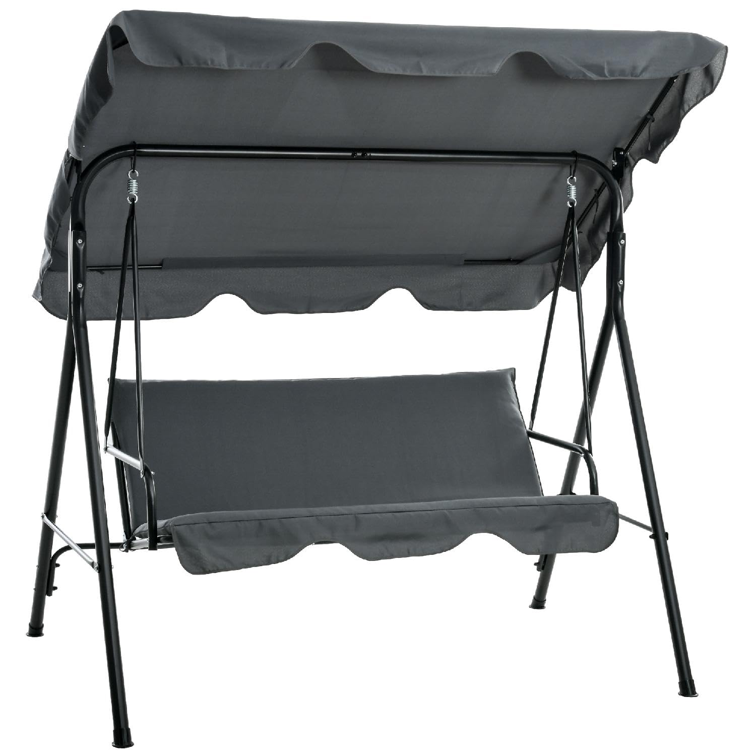 Dondolo da Giardino 3 Posti con Tettuccio Parasole in Acciaio/Poliestere Dimensioni 172x110x153 cm Colore Grigio