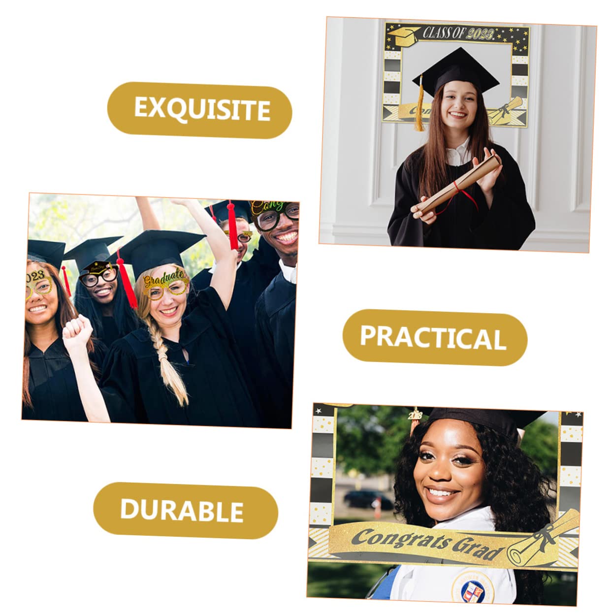 Cabilock 4 Ensembles Lunettes de Graduation de Accessoires Photo avec Cadre Papier pour Fête de Remise de Diplôme et Photobooth Décoration Amusante pour la