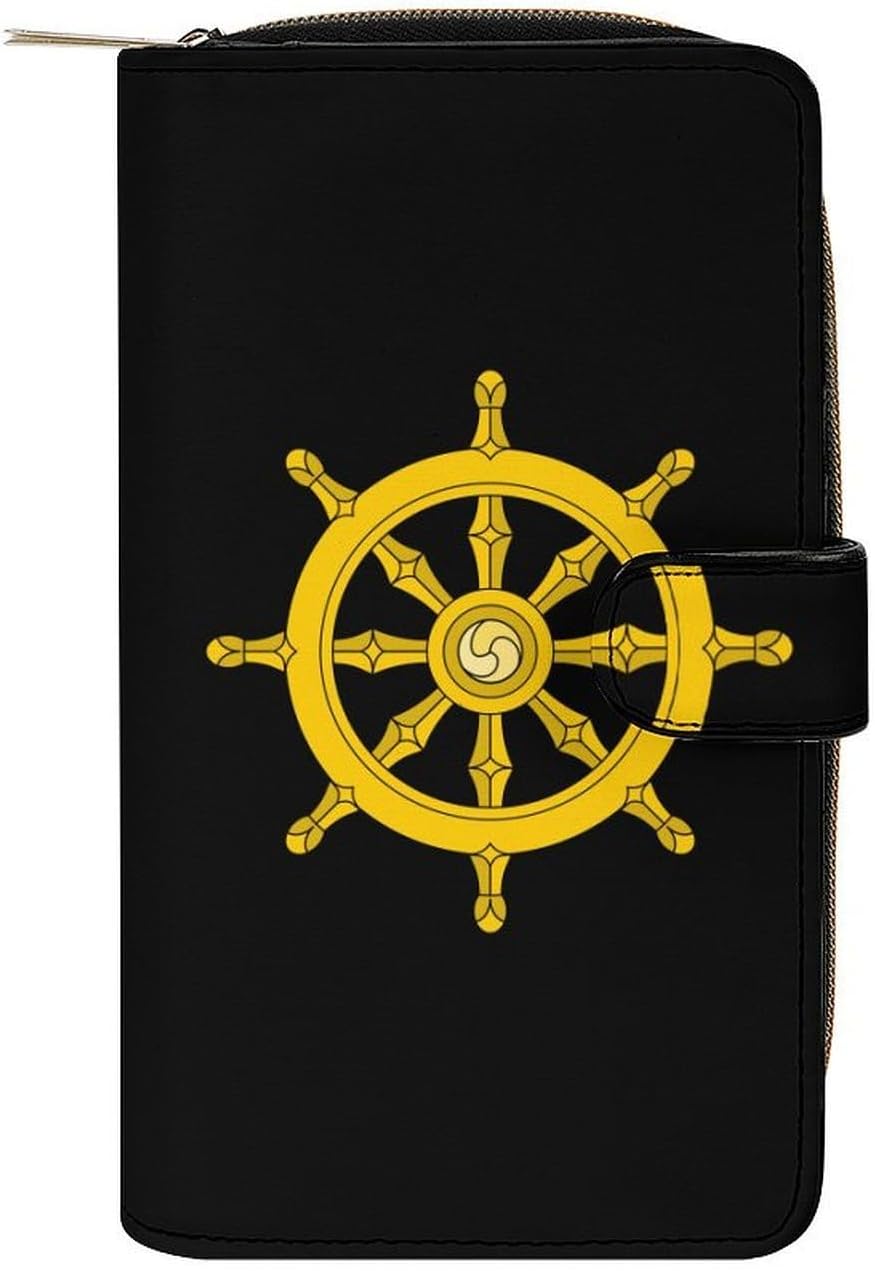 Dharma Wheel Ancient India Womens Wallet for Men Slim Purse Clutch Handbag with Card Holder