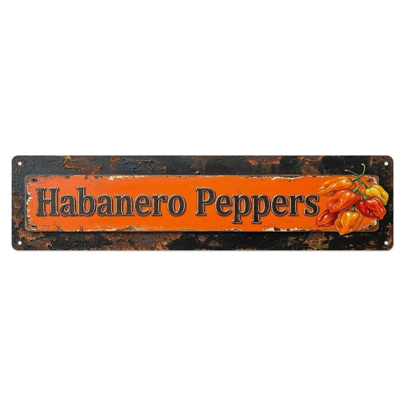 Vintage Habanero Peppers Fiery Farmhouse Metal Tin Sign
