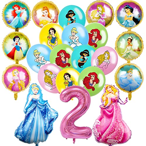 26 Pcs Party Balloons Cartoon Themed Birthday Party Foil Balloons Latex Balloons Party Decoration For 2Nd Birthday Party (Pink-2Nd) #TOP3