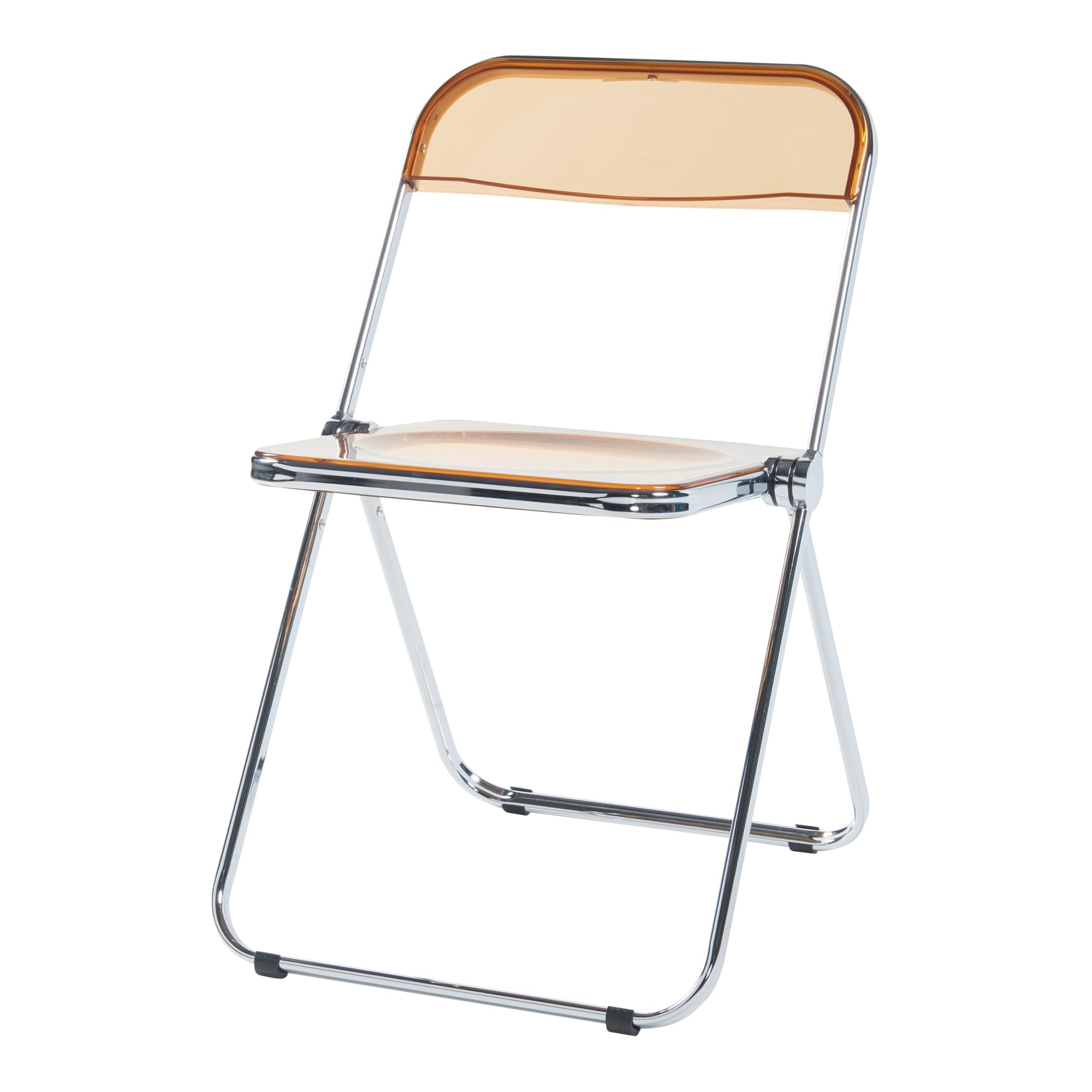 [en.casa] Juego de 2 Sillas Plegables Pornainen Transparentes para Eventos y Hogar Asiento Auxiliar Máx. 120 kg/Silla Oficina Estilo Moderno Diseño Estable 74 x 46 x 47 cm Acero Plástico - Naranja