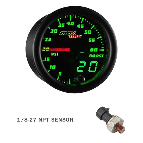 Miniatura 4 de MaxTow Paquete de medidor diésel compatible con Ford F-250 F-350 7.3L Power Stroke 1992-1997 - Negro y verde 60 PSI Boost, pirómetro de 1500F EGT y