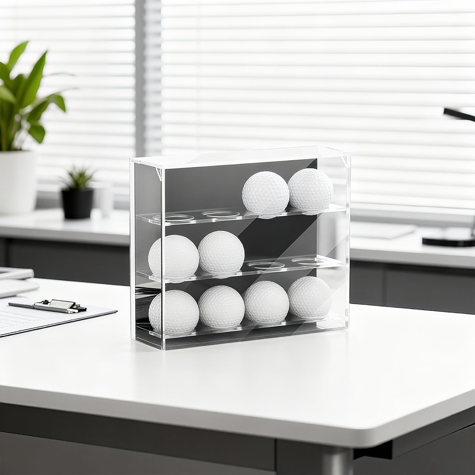 Fityle Présentoir à Balles de Golf, Boîte de Rangement 12 Emplacements, Support Double Usage Mur/Table