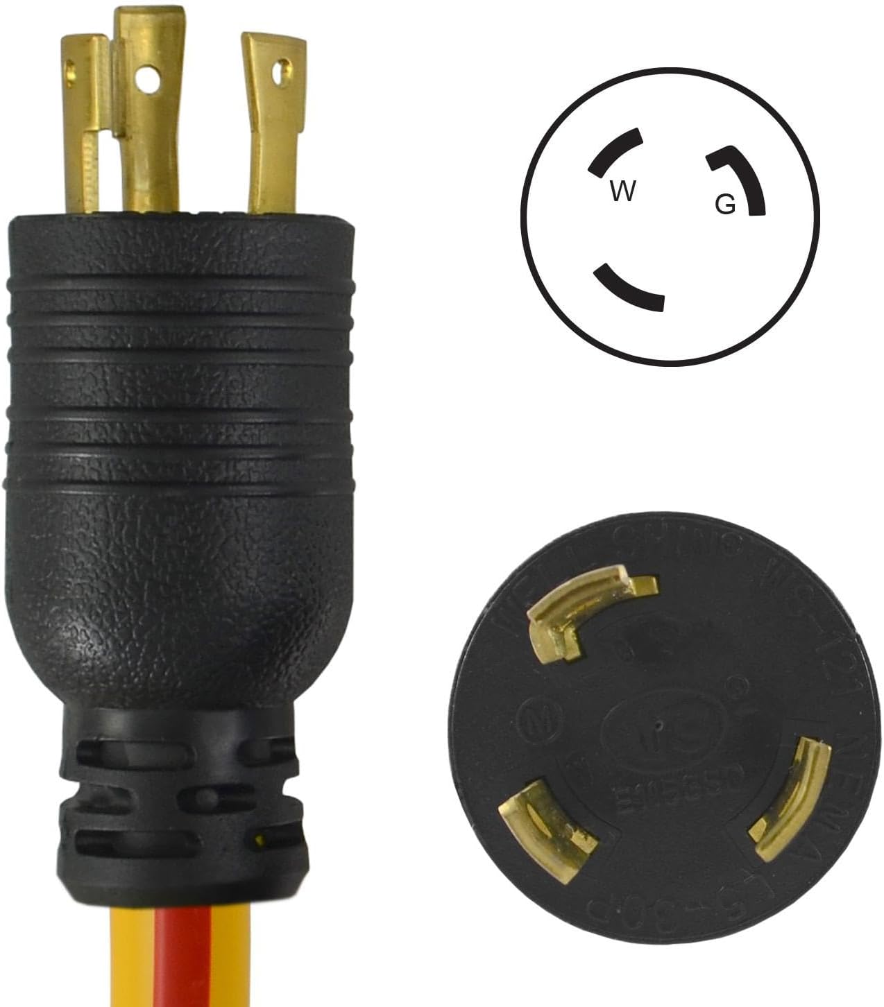Conntek 25ft 30 Amp 3-Prong Generator Extension Cord, NEMA L5-30P to L5-30R Twist Lock, 3750W, UL Listed Heavy-Duty STW All-Weather Jacket