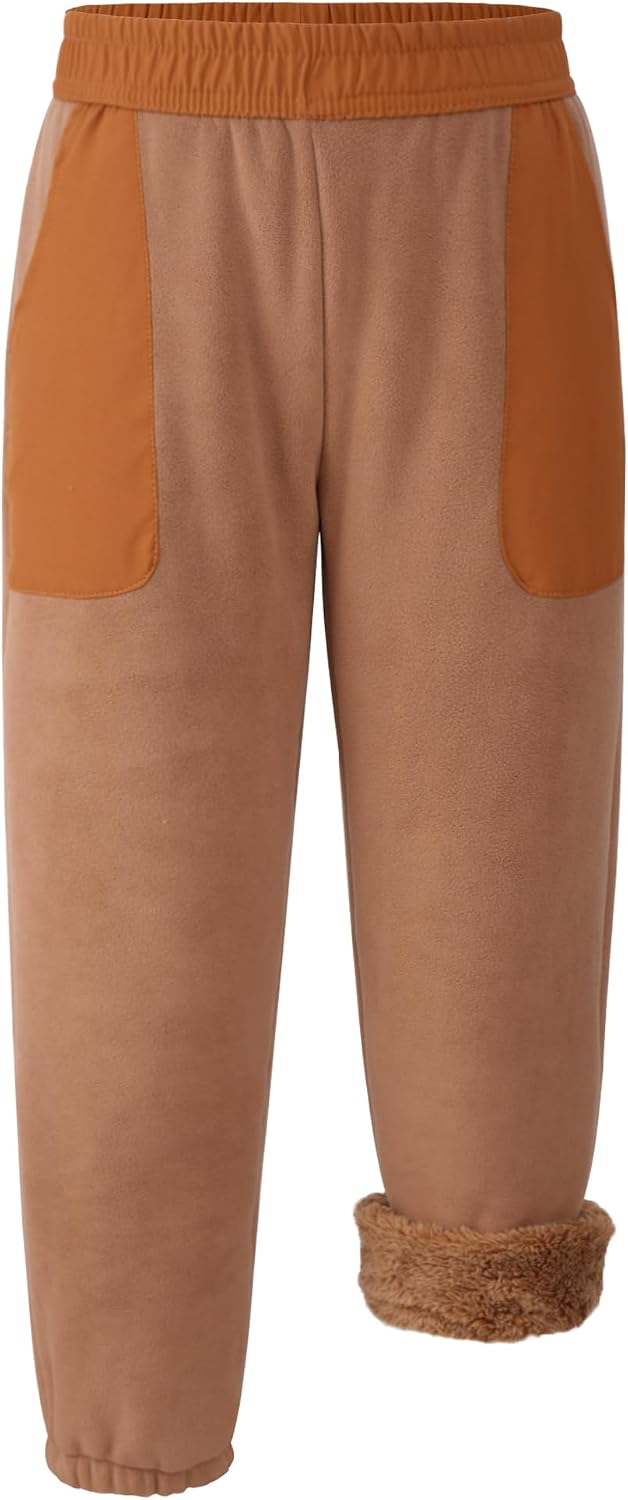 Happy Cherry Fleece Lined Sweatpants for Boys Girls Elastic Waist Winter Warm Jogger Snow Pants