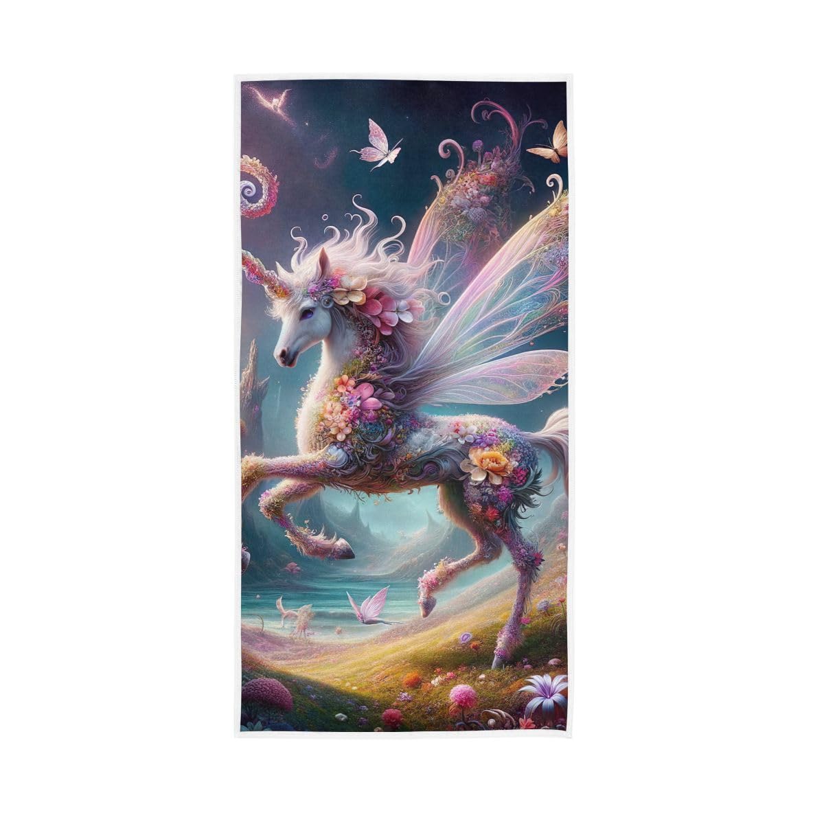 HUYGD Fairy Unicorn Flower Hand Towels for Bathroom, Hand Towels for Bathroom, Shower, Hotel, Spa 15 x 30 Inches