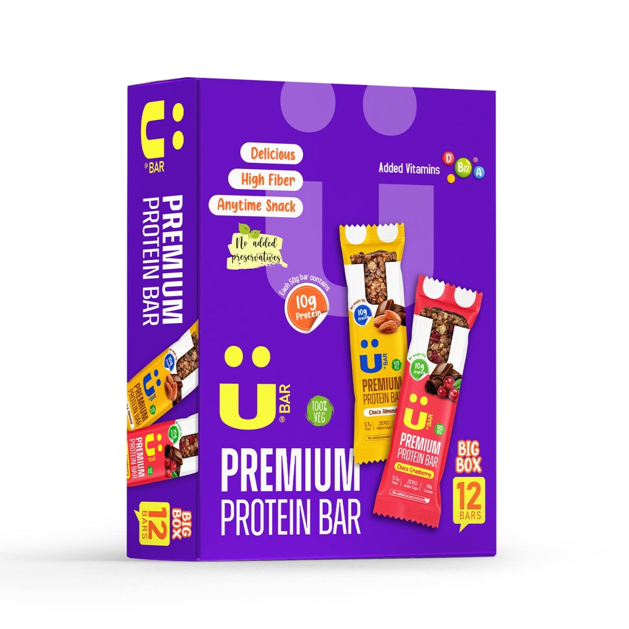 U bar Premium Protein Bar Choco Assorted with 10gms 12 counts 600 gms