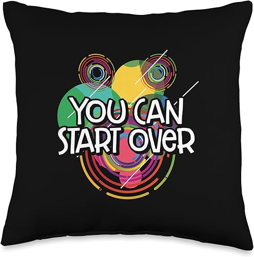 You Can Start Over Motivational Quote Confidence Throw Pillow, 16x16, Multicolor