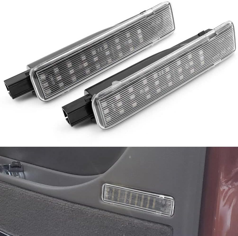 4/Pcs H2 Led Door Panel Lamp Lights for H-ummer H2 2003 2004 2005 2006 2007 2008 2009 Ice Blue LED Under Doors Footwell Courtesy Step Projector Warning Lights Assembly Replace OEM 15021518 15021517