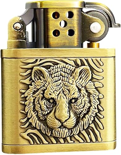 Encendedor tallado bronce del queroseno de la gasolina del brazo de elevación del estilo antiguo de la cabeza del tigrar del alivio