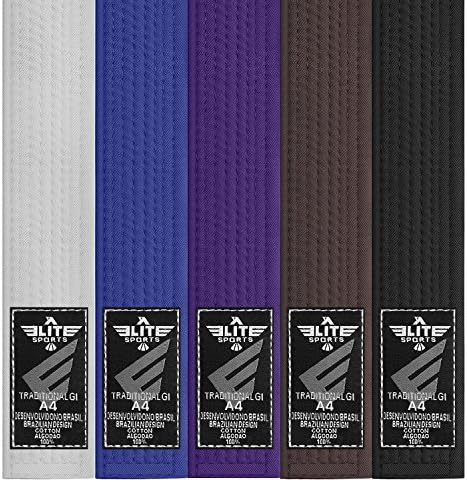 Elite SportsBJJ Belt MMA Jiu Jitsu Rank GI Belt for Men, Women, and Kids