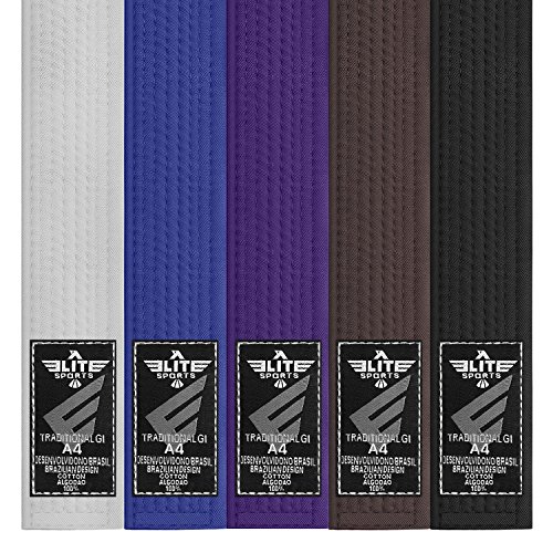 Elite SportsBJJ Belt MMA Jiu Jitsu Rank GI Belt for Men, Women, and Kids