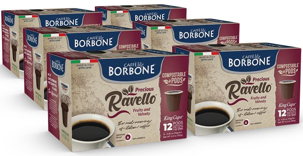 Miniatura 5 de Caffè Borbone Medium Roast Compostable K-Cup Coffee Pods for Keurig Brewers - Ravello Blend, Fruity and Velvety Italian Coffee - 72 Count (6 Packs
