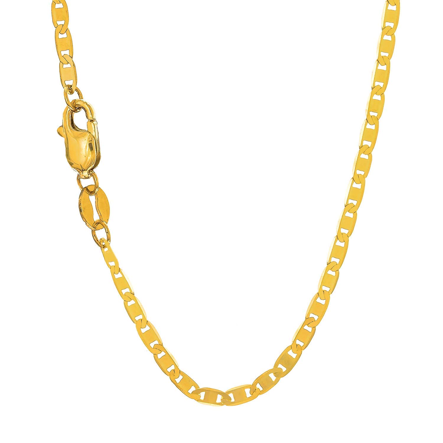 10k Solid Yellow Gold 2.3mm Mariner Chain Necklace - 16 18 20 24