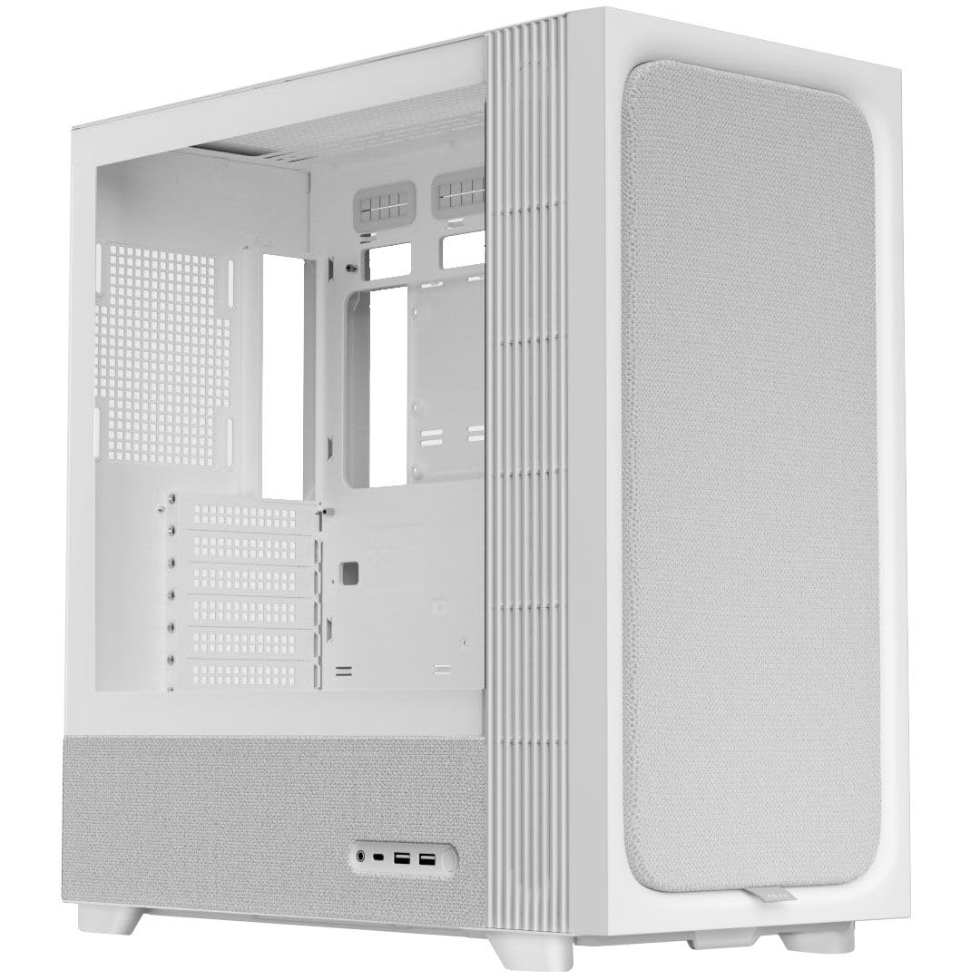 TRYX FLOVA F50 Mid-Tower PC etui z wysokiej jakości tkanymi panelami, konstrukcja chłodzenia krzyżowego, obsługa ukrytego złącza BTF, gotowa do grzejnika 360 mm, prześwit GPU 423 mm, białe