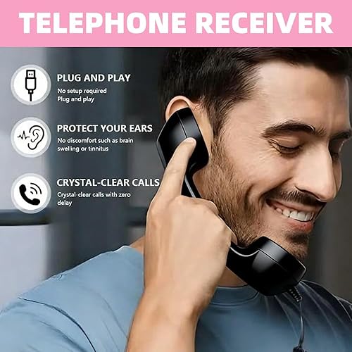 Miniatura 3 de Teléfono retro para iPhone y Android, nuevo receptor de teléfono celular con micrófono y altavoz, teléfono retro con cable para teléfonos móviles,