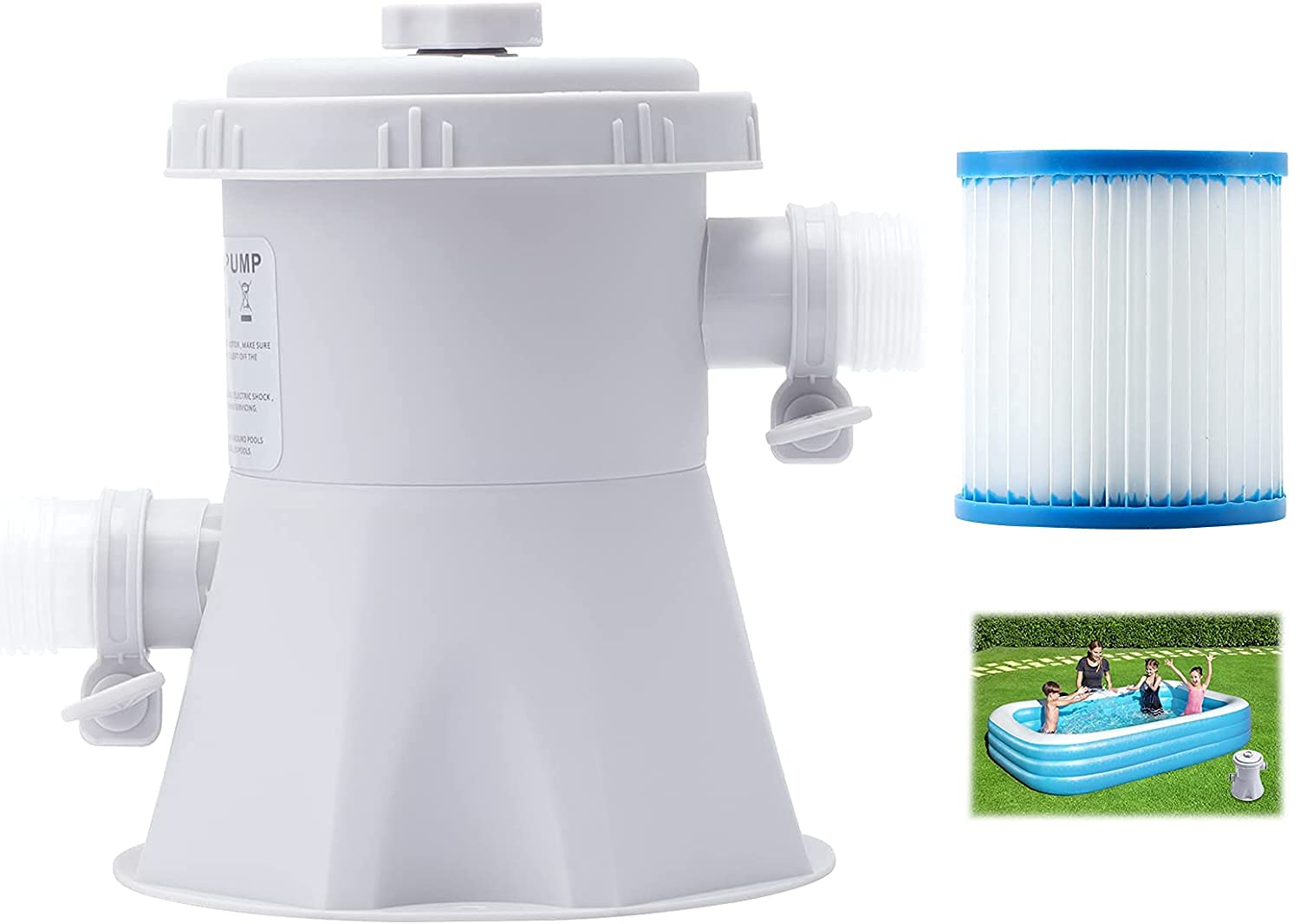 WOMIR 300 GPH Pool Filter Pump for Above Ground Pool - Crystal Clear Cartridge Filter Pump for Easy Set Pool, Swimming Pool Filter Pump for Pools with 1 Filter Cartridge