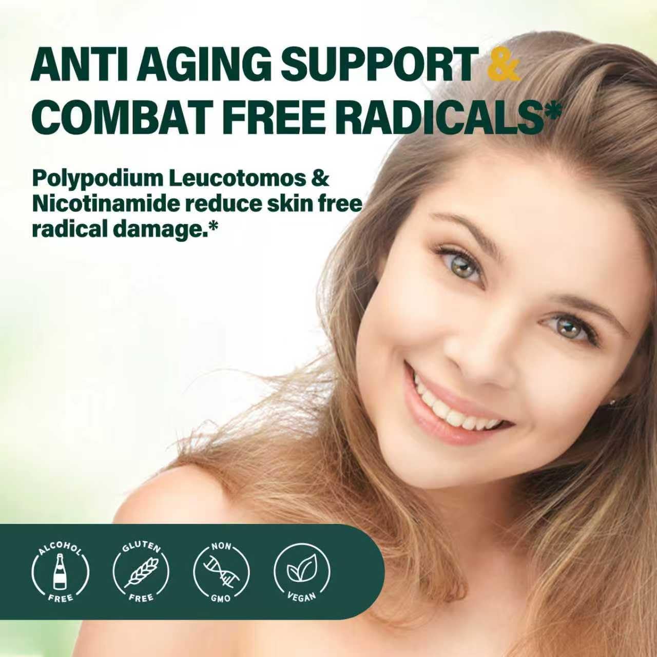 Polypodium Leucotomos Extract Skin Care Drops with Nicotinamide - Liquid Supplement Supports Anti-Aging, Combats Free Radicals, and Promotes Skin Health & Immunity. 2oz