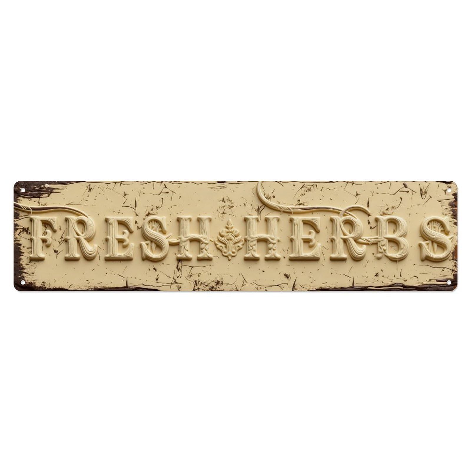 Fresh Herbs Vintage Sign Design Metal Tin Sign Plaque