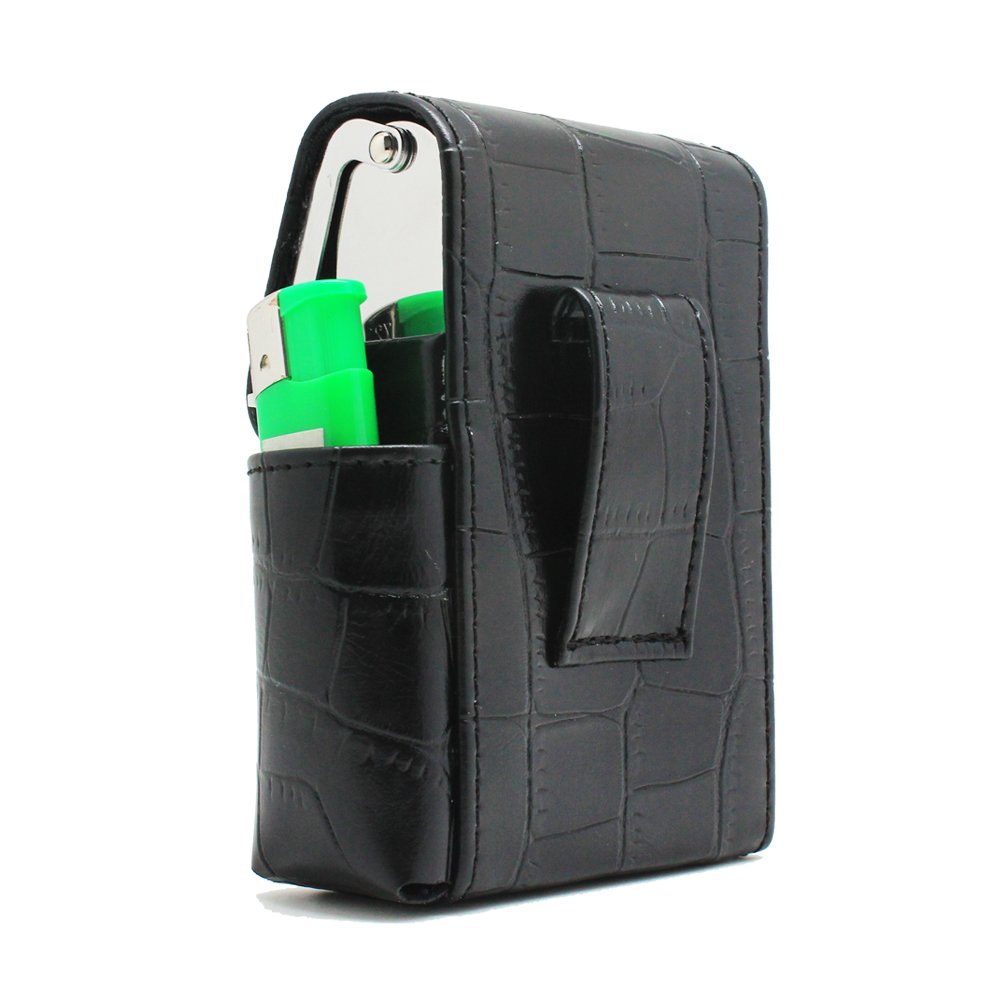 Cigarette Case, Boshiho PU Leather Cigarette Box with Lighter Holder