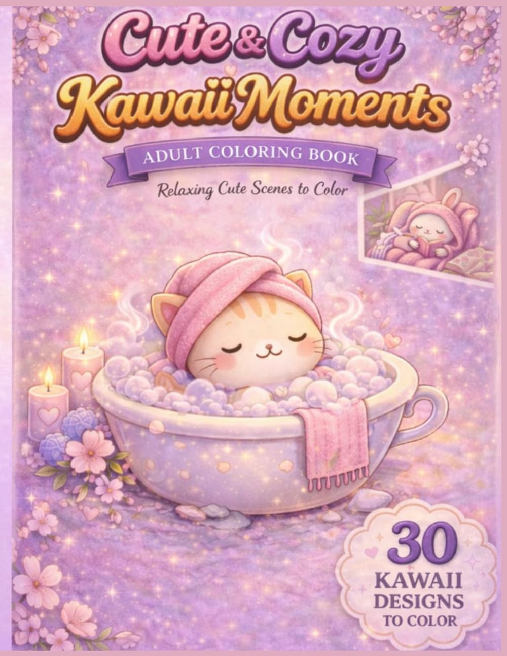 Cute & Cozy Kawaii Moments: Adult Coloring Book with 30 Relaxing Designs (Spa, Reading, Cooking & Cozy Scenes): Relaxing Adult Coloring Book with 30 Cute Scenes (Spa, Reading, Cooking & More)