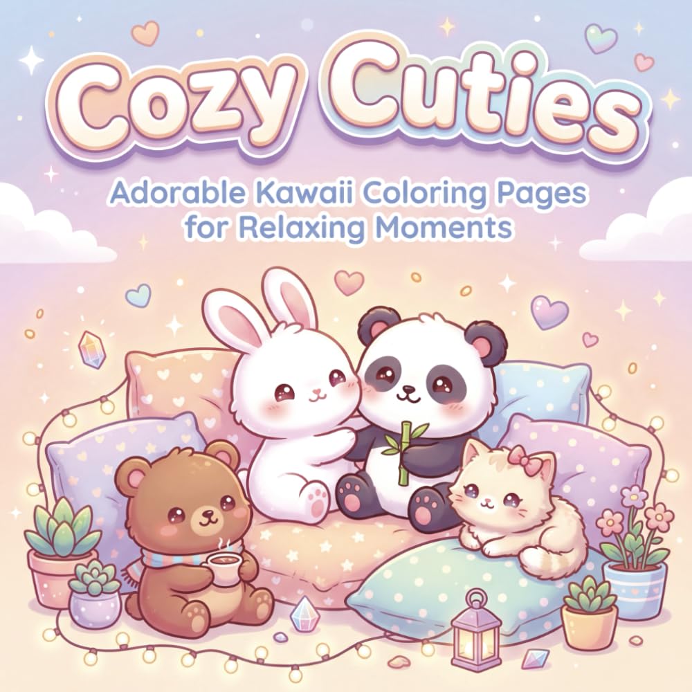 Cozy Cuties: Adorable Kawaii Coloring Pages for Relaxing Moments – 50 Fun Designs for Adults and Teens