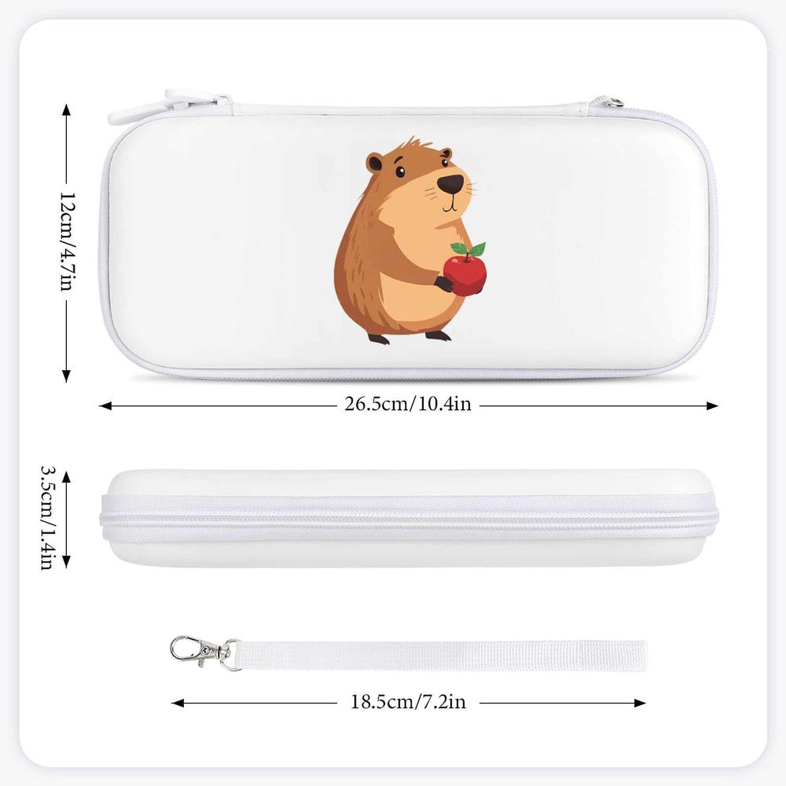 Cute Capybara Compatible with Switch Carrying Case Hard Travel Game Bag Pouch with 15 Games Accessories White-style