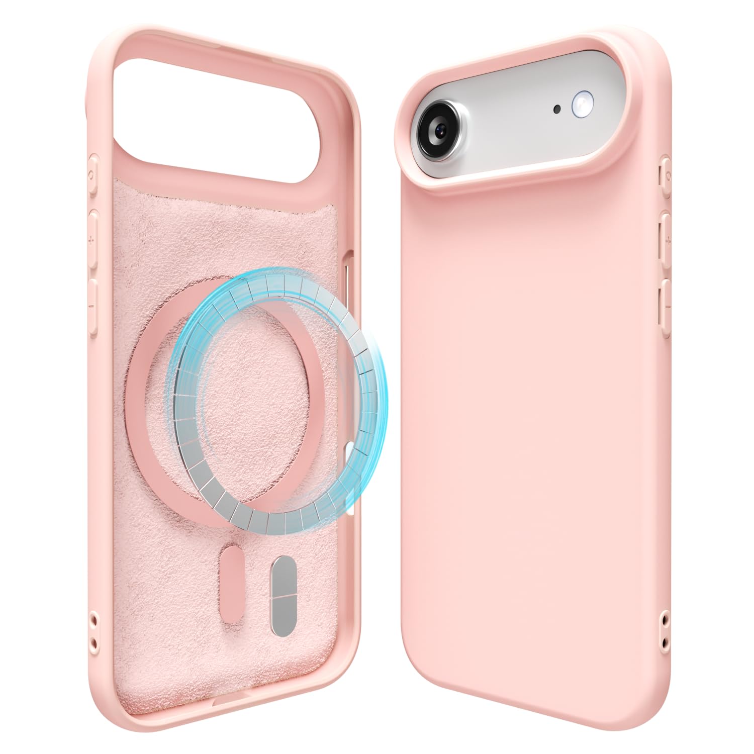 oakxco Silicone Case for iPhone 17 Air Compatible with Magsafe Magnetic Wireless Charging, Slim Thin Soft Rubber Gel with Magnet, Matte TPU Mag Cover for Women Men, Light Pink