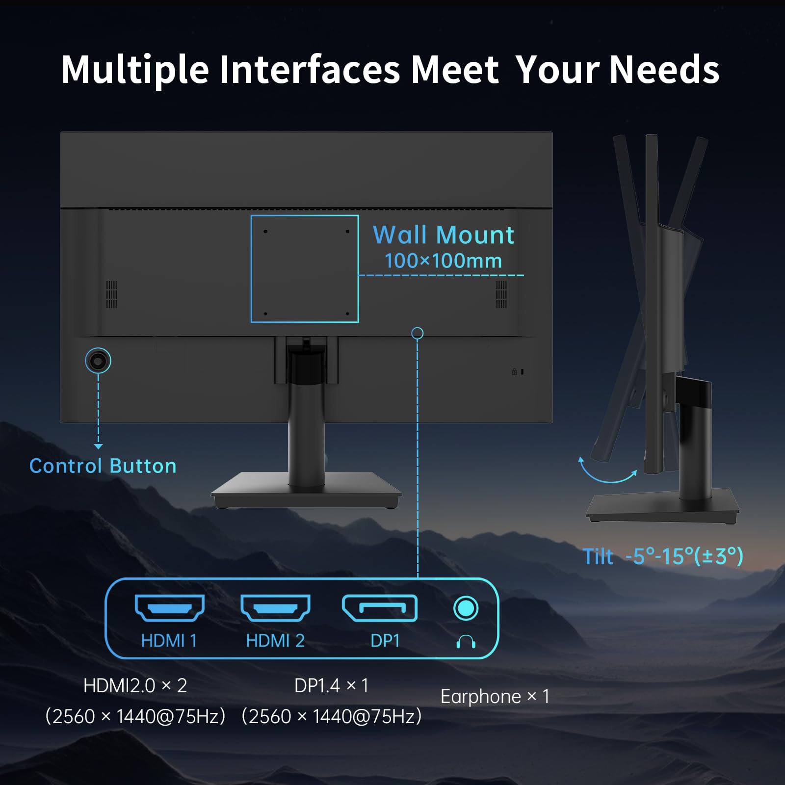 KTC 27 Inch Monitor 1440P, QHD 2K@100Hz IPS PC Monitor, Ultra Thin Bazels, Anti-Blue Light, HDR10, 116% sRGB, 95% DCI-P3, 300 Nits, 5ms MPRT, VESA 100x100, Adaptive Sync for Working and Gaming — view 7