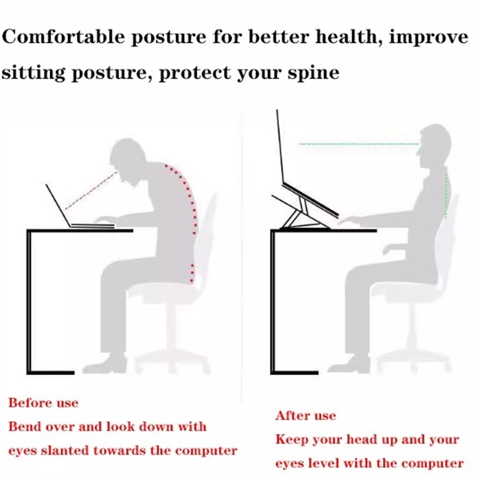 Podstawka pod laptopa Biurko,Podstawka pod laptopa,Podstawka pod laptopa ze stali węglowej, Przenośna, ergonomiczna podstawka pod laptopa, Wentylowana, chłodząca podstawka pod notebooka, Składana, Wsz