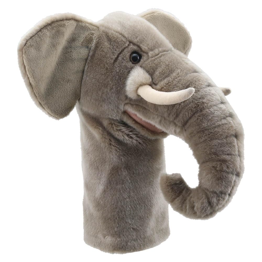 The Puppet Company Peluche a forma di elefante, safari con bocca mobile, grande baule, orecchie grandi, unisex, per giochi fantasiosi, 35 cm