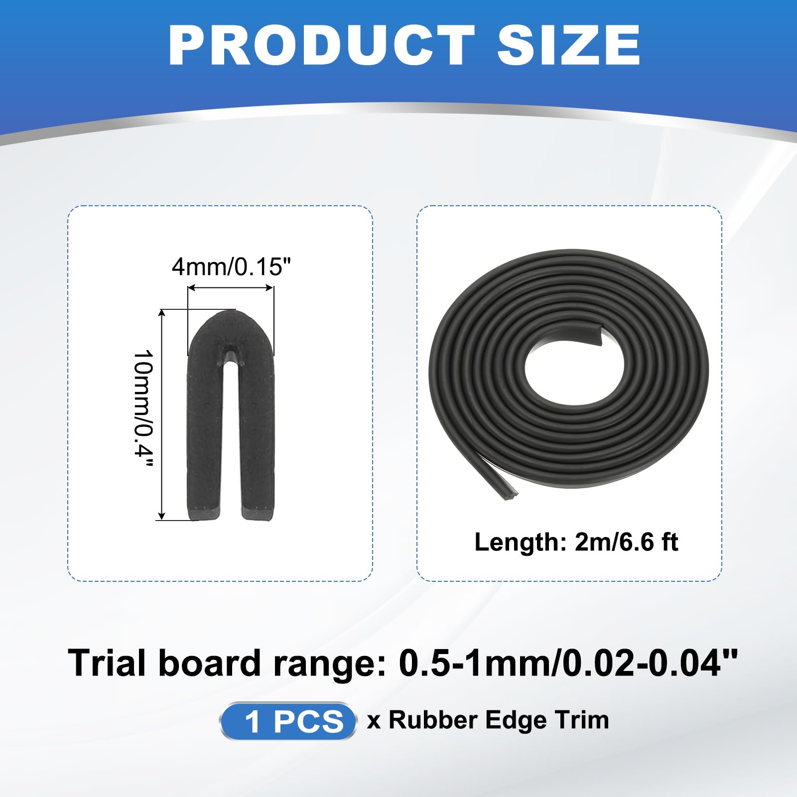 PATIKIL 1mm Rubber Edge Trim, 2 Meter Edge Protector U Channel Edge Trim for Sheet Metal Car Doors, Hatches, Table Corners, Black - Image 2