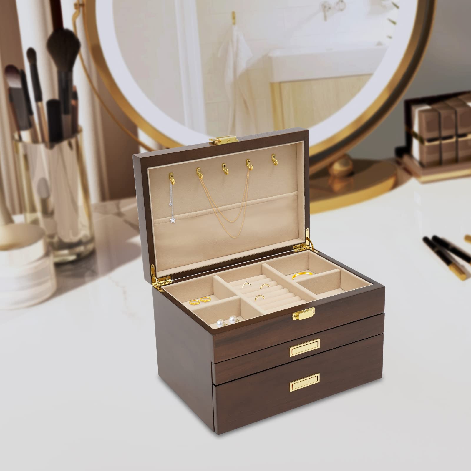 Joyero para relojes, caja de regalo, bandeja para joyas, apilable, caja de joyas, caja de reloj, caja de gafas, caja de madera, caja de joyas, para cajones, idea de regalo