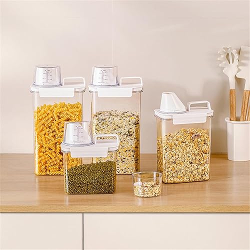 Miniatura 6 de 2 recipientes de almacenamiento dispensadores de arroz, cubo de arroz pequeño de 1.1 L con taza medidora y boquilla de vertido, recipiente hermético