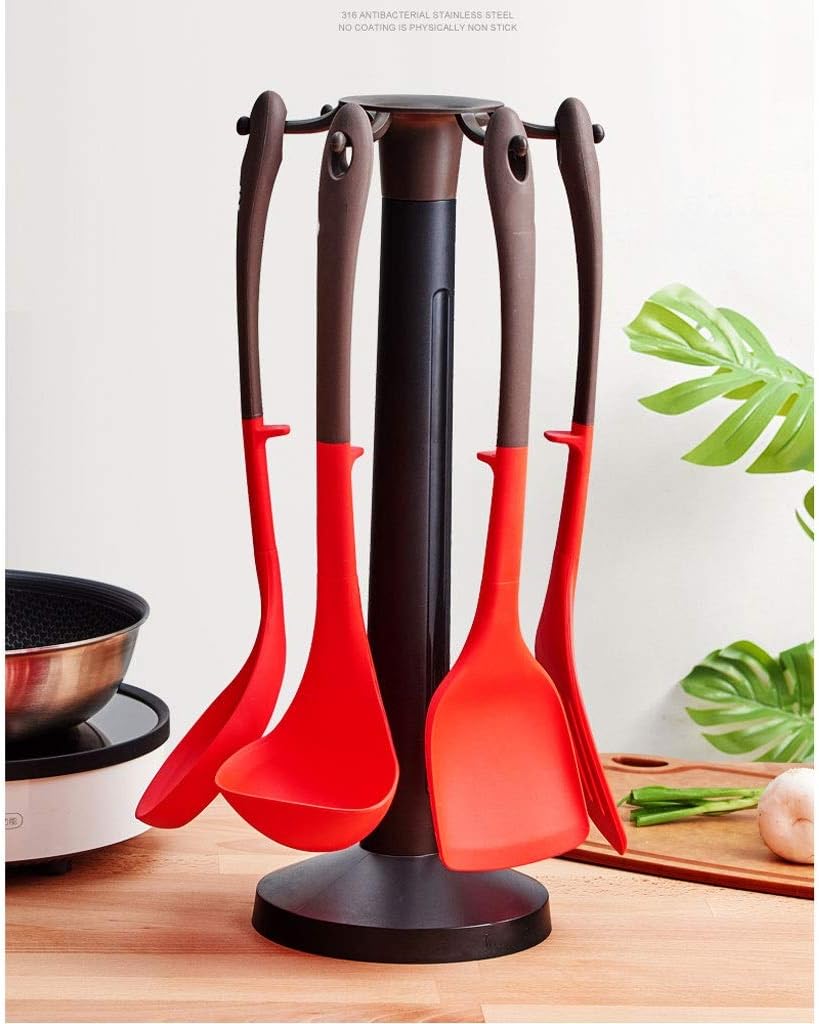 Silicone Kitchen Cooking Utensils Set Non-Stick Cookware Spatula Shovel Spoon Heat Resistant Tool Kitchenware Suit (Color : B) (B)